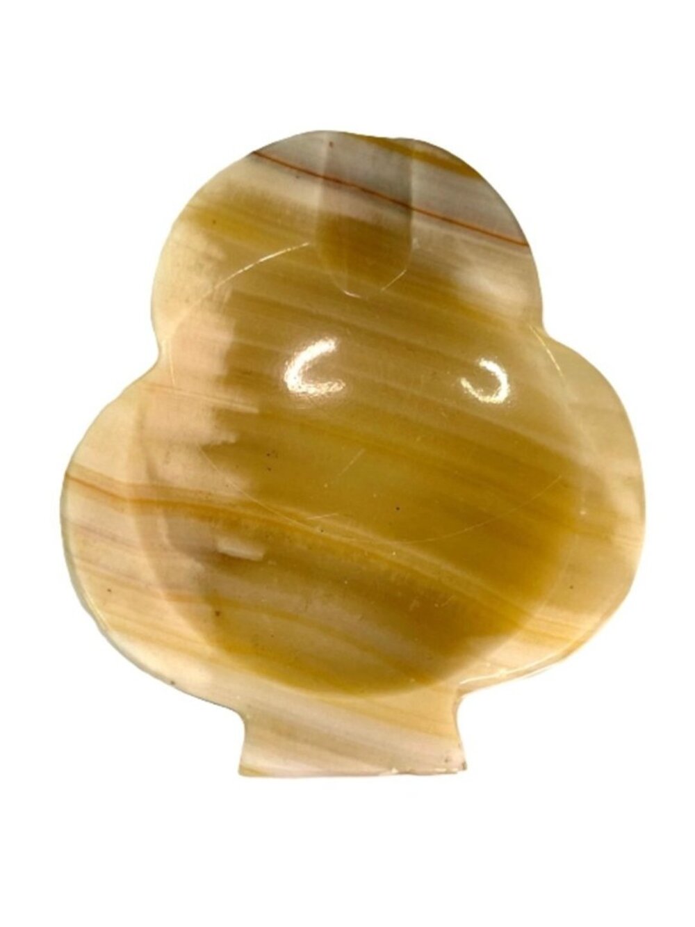 Vintage Carved Onyx Honey Calcite Stone Clover Ashtray Mid Century Trinket 3"